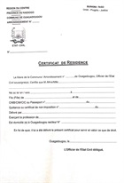 Certificat de résidence